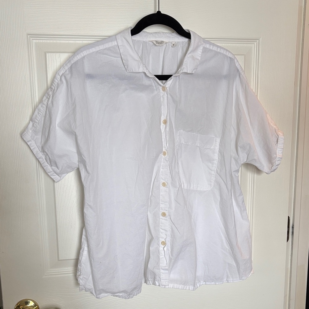 Toast Oversized Relaxed White Short-Sleeve Button-Down Shirt